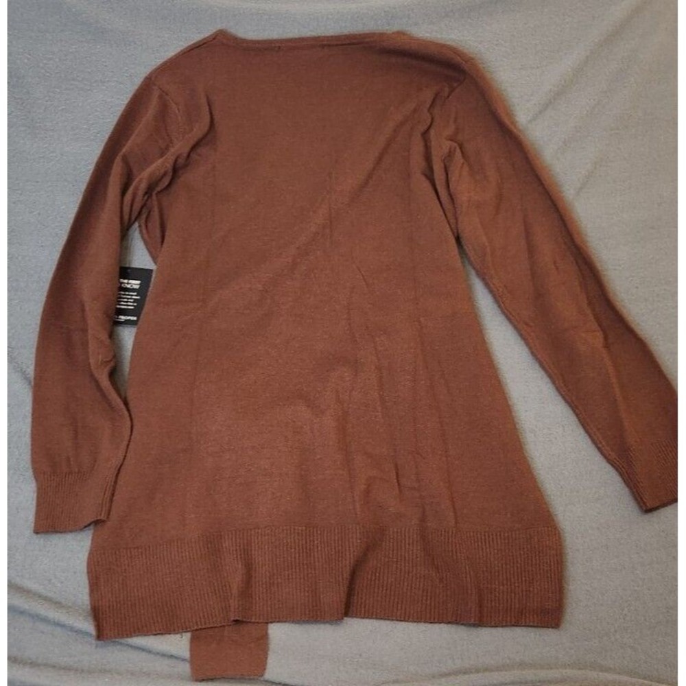 Boston Proper Women's Chocolate Brown V Neck Pullover Tie Sweater Dress NWT Sz L - Picture 3 of 11